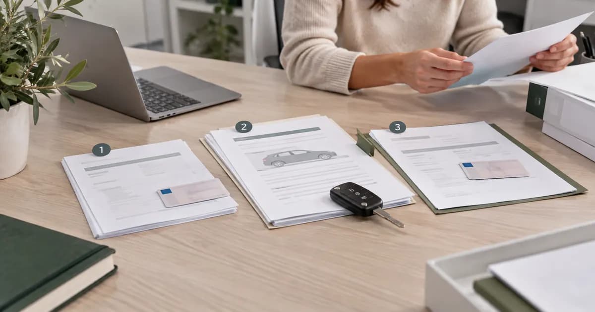 Expediente y llaves preparados para el cambio de titularidad de un coche