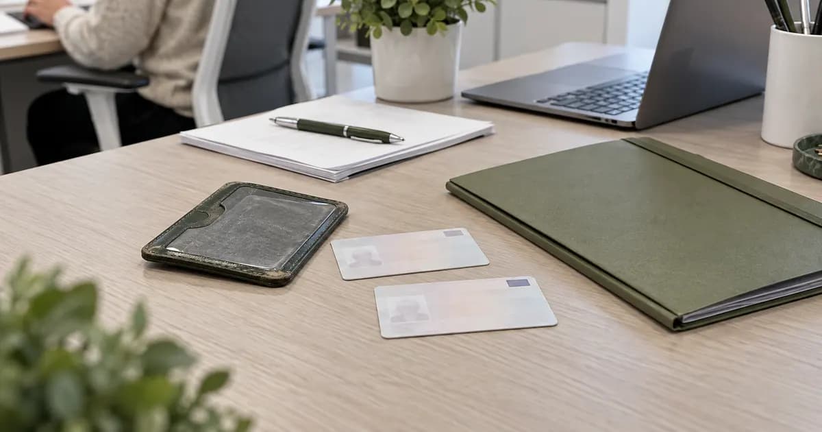 Tarjetas de permiso abstractas y documentación para pedir una copia
